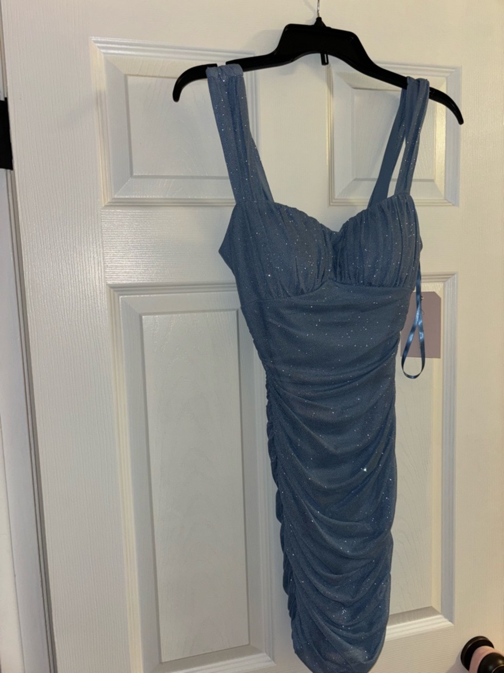 Sparkle Blue Ruched Bodycon Dress